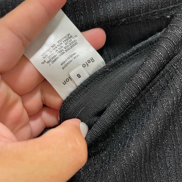 Reformation Largo Side Slit High Rise Metallic Black Pants - Picture 4 of 6